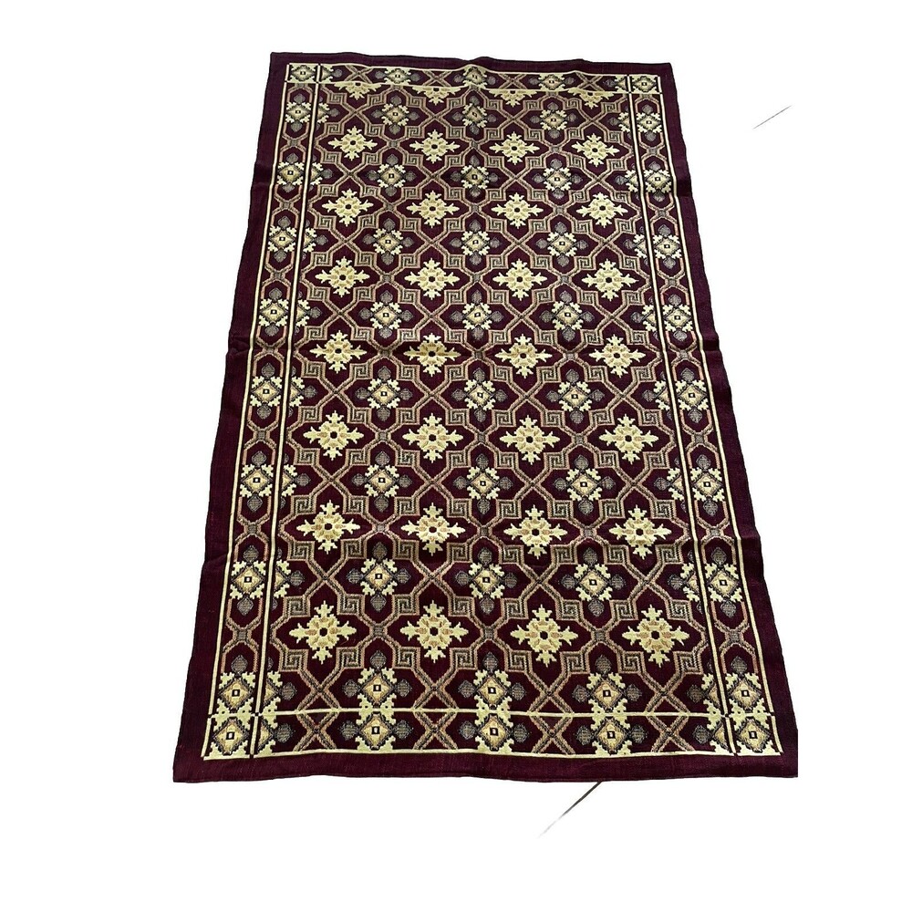 RARE Pakistan Rug 100% Cotton Dwar Hand Woven Himalayan FAST SHIPPING - Picture 2 of 16